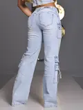 CALÇA WIDE LEG CARGO FEMININA PIT BULL JEANS ESTILOSA E VERSÁTIL