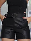 SHORT FEMININO MODERNO EM COURO ECOLÓGICO CONFORTÁVEL EMPÓRIO PIT BULL