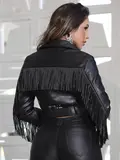 JAQUETA CONCEITO PRETA COM FRANJAS E ACABAMENTO PREMIUM PIT BULL JEANS
