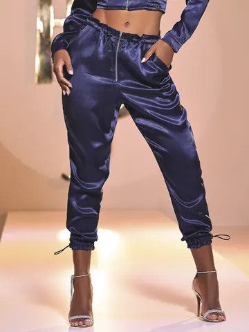 CALÇA FEMININA ACETINADA E ACINTURADA ELEGANTE PIT BULL JEANS AJUSTÁVEL