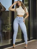 CALÇA HOT PANTS CINTURA ALTA MODELADORA PIT BULL JEANS