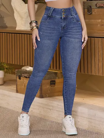 CALÇA SKINNY CÓS LARGO E EFEITO MODELADOR PIT BULL JEANS