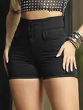 SHORT FEMININO PRETO CINTURA PERFEITA PIT BULL JEANS