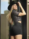 SHORT FEMININO PRETO CINTURA PERFEITA PIT BULL JEANS