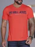 CAMISETA MASCULINA LARANJA GOLA V LOGOMANIA PIT BULL JEANS