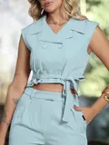 CONJUNTO CROPPED E CALÇA ALFAIATARIA LEVE E ELEGANTE EMPÓRIO PIT BULL