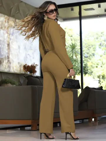 CONJUNTO FEMININO CALÇA E BLAZER CROPPED ESTILOSO EMPÓRIO PIT BULL