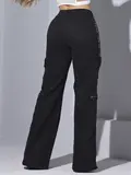 CALÇA WIDE LEG PIT BULL JEANS COM LATERAL PERSONALIZADA E BOLSOS CARGO