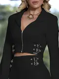 CONJUNTO SAIA E BLAZER CROPPED CASUAL E SOFISTICADO EMPÓRIO PIT BULL