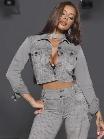 JAQUETA CONCEITO ACABAMENTO PREMIUM E PEDRARIAS PIT BULL JEANS
