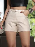 SHORT EM COURO ECOLÓGICO COM CINTO CASUAL EMPÓRIO PIT BULL