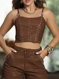CONJUNTO CROPPED E SHORT ESTILOSO EM COURO ECOLÓGICO EMPÓRIO PIT BULL
