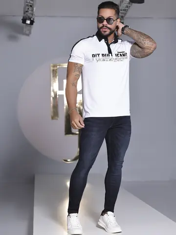 POLO MASCULINA AUTÊNTICA COM ESTAMPA PERSONALIZADA PIT BULL JEANS