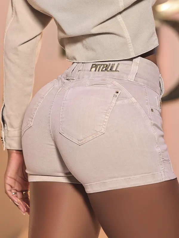 SHORT SAIA MODELADOR COM BORDADO PIT BULL JEANS
