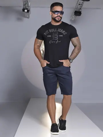 BERMUDA MASCULINA COM ELÁSTICO NO CÓS PIT BULL JEANS