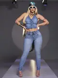 CALÇA FEMININA MODELADORA SKINNY COM ESCRITA PIT BULL JEANS EM BORDADO