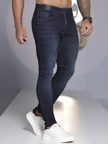 CALÇA MASCULINA COM ELÁSTICO NO CÓS E LAVAGEM MODERNA PIT BULL JEANS