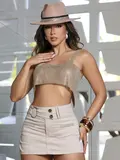 TOP CONCEITO METALIZADO PIT BULL JEANS EFEITO CINTILANTE E LUXUOSO
