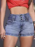 SHORT SEXY JEANS COM BORDADO MANUAL E EFEITO LASER PIT BULL JEANS