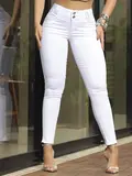 CALÇA SKINNY MODELADORA BRANCA PIT BULL JEANS