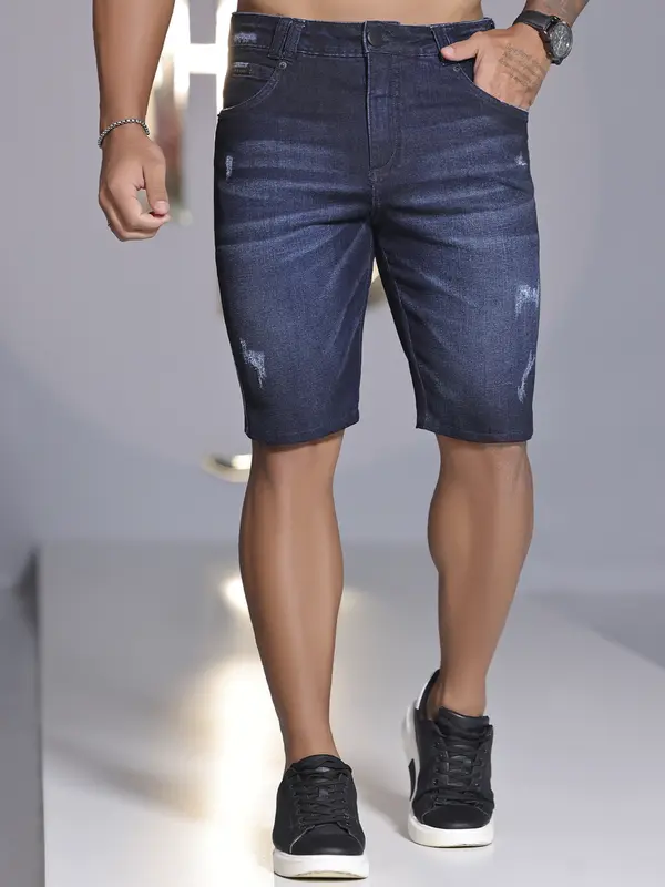 BERMUDA MASCULINA COM DETALHE NA ESCRITA A LASER PIT BULL JEANS
