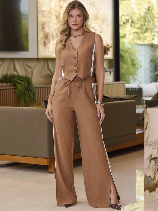 CONJUNTO CALÇA E COLETE COM FENDAS EMPÓRIO PIT BULL CASUAL E REFINADO