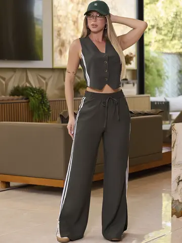 CONJUNTO CALÇA E COLETE COM FENDAS EMPÓRIO PIT BULL CASUAL E REFINADO