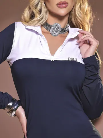 VESTIDO POLO MANGA LONGA PIT BULL JEANS REFINADO E CONFORTÁVEL