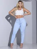 CALÇA JOGGER FEMININA PIT BULL JEANS COM CÓS MÉDIO E CORDÃO BRILHANTE