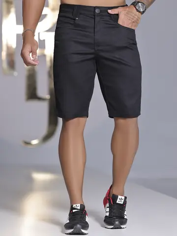 BERMUDA MASCULINA COM ELÁSTICO LATERAL PERSONALIZADO PIT BULL JEANS