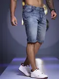 BERMUDA MASCULINA COM ELÁSTICO LATERAL E LAVAGEM ESPECIAL PIT BULL JEANS