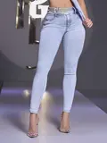 CALÇA SKINNY FEMININA PIT BULL JEANS CÓS LARGO E TOQUE DE GLAMOUR