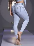 CALÇA SKINNY FEMININA PIT BULL JEANS CÓS LARGO E TOQUE DE GLAMOUR