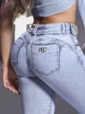 CALÇA SKINNY FEMININA PIT BULL JEANS CÓS LARGO E TOQUE DE GLAMOUR