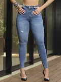 CALÇA HOT PANTS MODELADORA PIT BULL JEANS COM DETALHE EM PUÍDOS