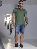 BERMUDA MASCULINA ESTILO DESTROYED COM ELÁSTICO NO CÓS PIT BULL JEANS