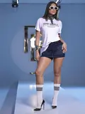 SHORT SAIA FASHION COM FAIXAS E ENFEITE PIT BULL JEANS