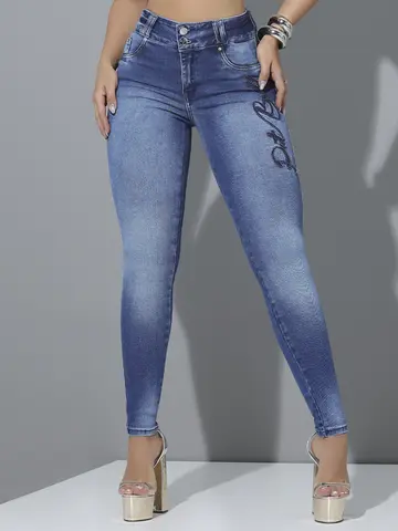 CALÇA FEMININA PIT BULL JEANS COM ESCRITA BORDADA E MODELAGEM PERFEITA