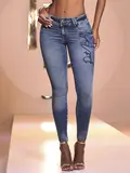 CALÇA FEMININA PIT BULL JEANS COM ESCRITA BORDADA E MODELAGEM PERFEITA