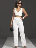 CONJUNTO CROPPED E CALÇA ALFAIATARIA CINTURA ALTA GLAMOUROSO EMPÓRIO PIT BULL