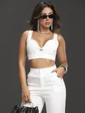CONJUNTO CROPPED E CALÇA ALFAIATARIA CINTURA ALTA GLAMOUROSO EMPÓRIO PIT BULL