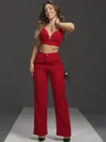 CONJUNTO CROPPED E CALÇA ALFAIATARIA CINTURA ALTA GLAMOUROSO EMPÓRIO PIT BULL