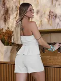 CONJUNTO SHORT SAIA E BLUSA EMPÓRIO PIT BULL MODERNO E DELICADO