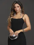 VESTIDO MIDI PRETO COM BRILHO EM CRISTAIS E MODELAGEM AJUSTADA PIT BULL JEANS