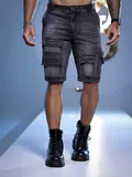 BERMUDA CARGO PIT BULL JEANS COM LAVADO ESCURO