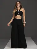 CONJUNTO CALÇA PANTALONA E TOP EMPÓRIO PIT BULL ESTILOSO E CONFORTÁVEL