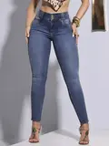 CALÇA SKINNY PIT BULL JEANS MODELADORA COM CORRENTE DE ELO NAS LATERAIS
