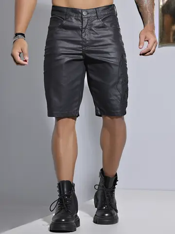 BERMUDA MASCULINA PRETA PIT BULL JEANS ESTILO SARJA COM BORDADO
