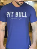 CAMISETA GOLA V PIT BLL JEANS MODELAGEM SLIM COM ESTAMPA PERSONALIZADA
