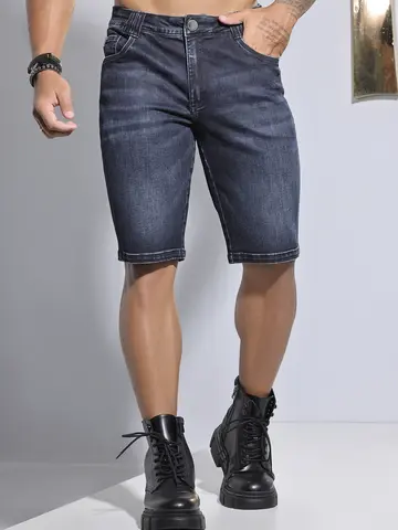 BERMUDA MASCULINA PIT BULL JEANS VERSÁTIL COM LAVADO ESCURO